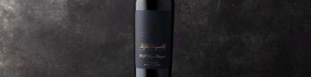 La Jota W.S. Keyes Merlot bottle shot against a dark background