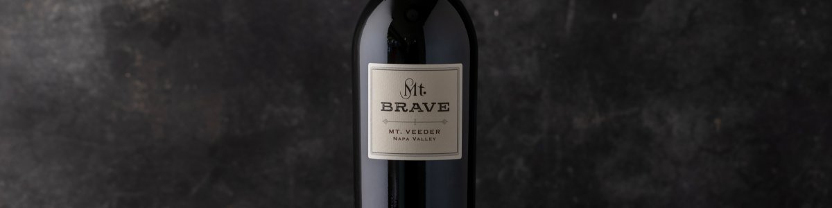 Mt. Brave Bottle of wine against a dark background