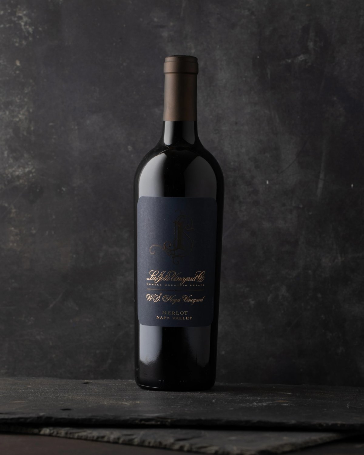 Single bottle of 2018 La Jota W.S. Keyes Vineyard Merlot