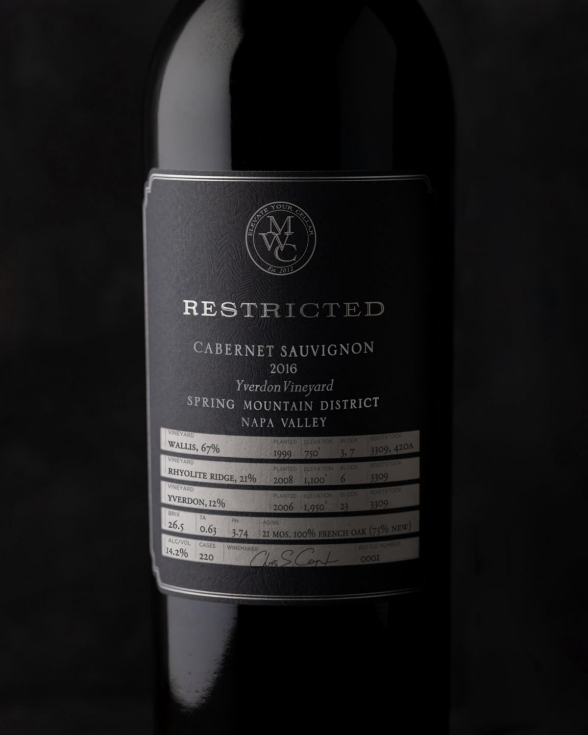 Close up of Restricted Cabernet Sauvignon