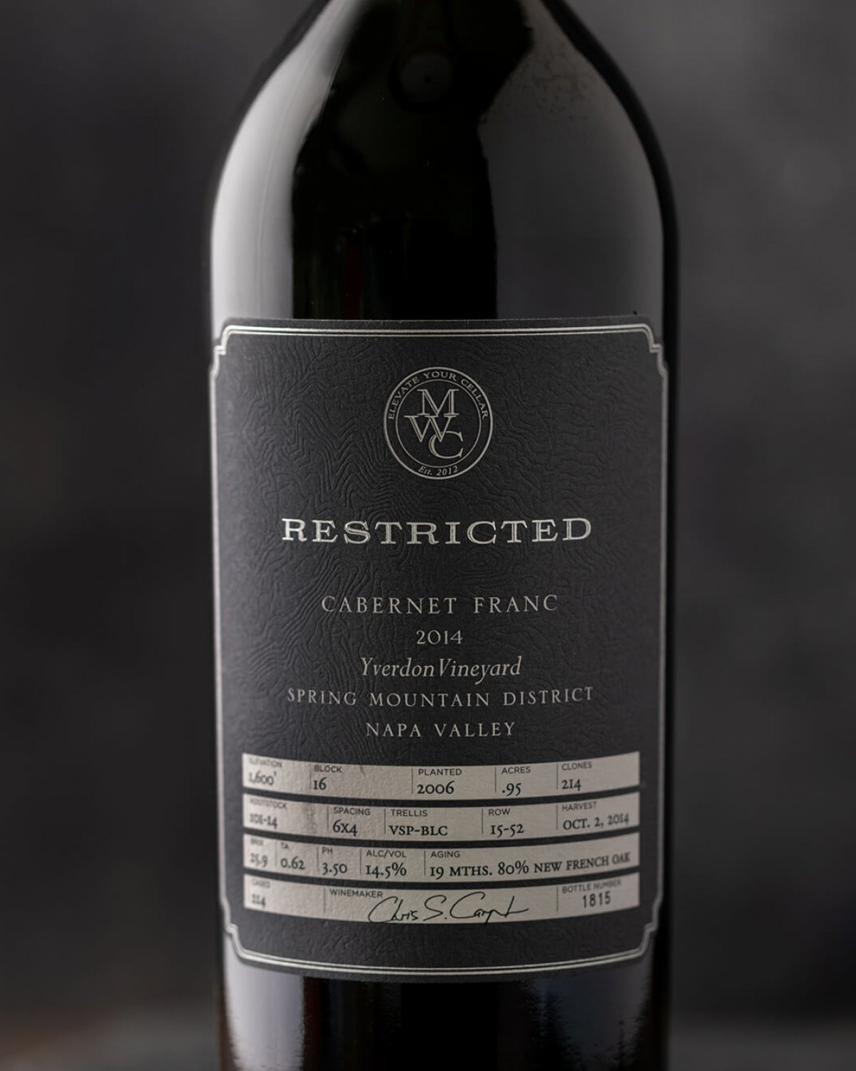 Bottle shot of Restricted Cabernet Franc